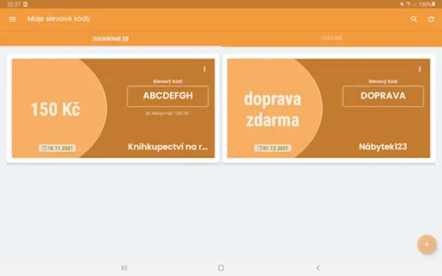 Moje slevové kódy android App screenshot 0