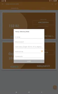 Moje slevové kódy android App screenshot 1