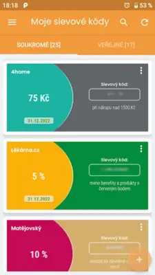Moje slevové kódy android App screenshot 6